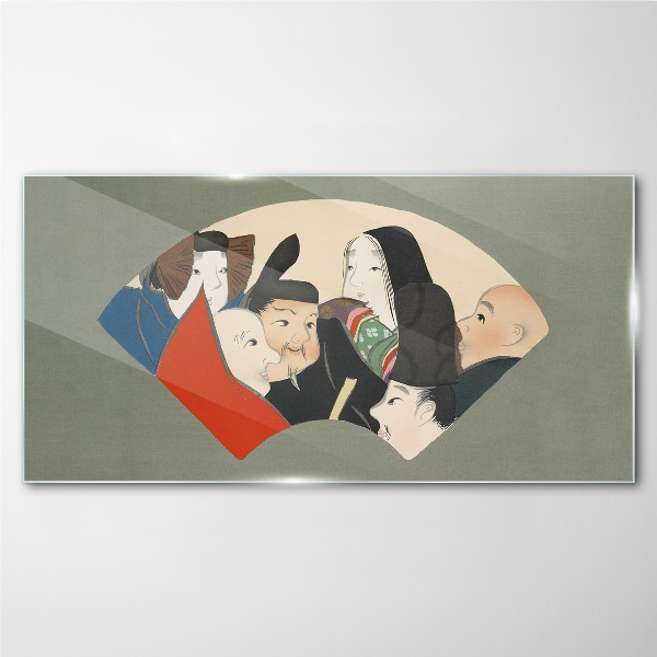 Glasbild Traditionelle Zeichen im japanischen Stil