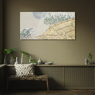 Glasbild Frieden in der japanischen Landschaft
