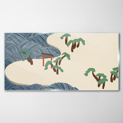 Glasbild Ruhige Wellen mit Torii-Tor