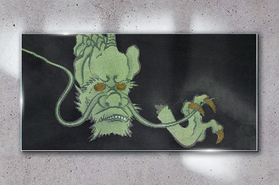 Glasbild Drache im Dunkeln