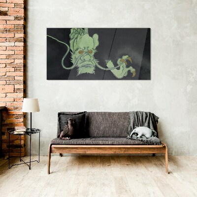 Glasbild Drache im Dunkeln
