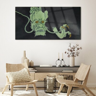 Glasbild Drache im Dunkeln