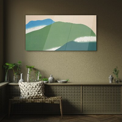 Glasbild Wellen und Hügel in Harmonie