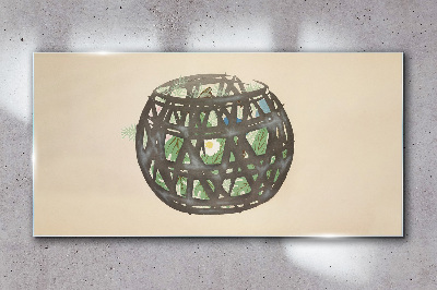 Bild aus glas Weidenkorb mit Grün
