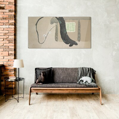 Glasbild Grüner Zweig im minimalistischen Stil