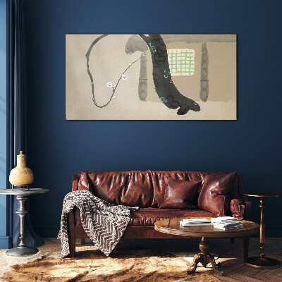 Glasbild Grüner Zweig im minimalistischen Stil