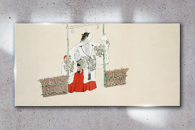 Glasbild Traditionelle japanische Szene mit einer Frau