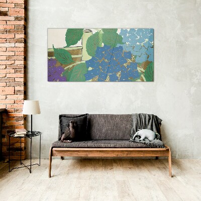 Glasbild Blumenkompositionen in Pastellfarben