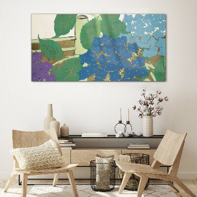 Glasbild Blumenkompositionen in Pastellfarben