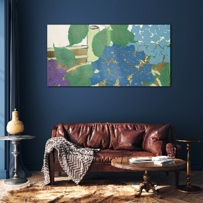 Glasbild Blumenkompositionen in Pastellfarben