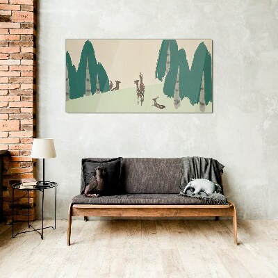 Glasbild Waldhirsche vor dem Hintergrund von Bäumen