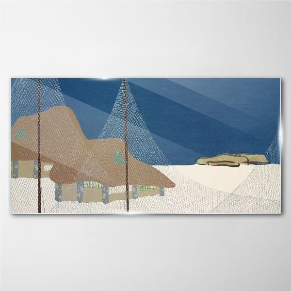 Glasbild Abstrakte Landschaft mit Mesh