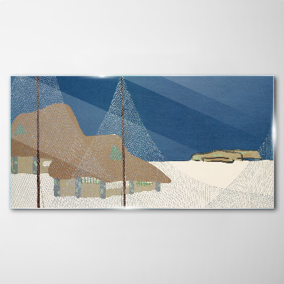 Glasbild Abstrakte Landschaft mit Mesh