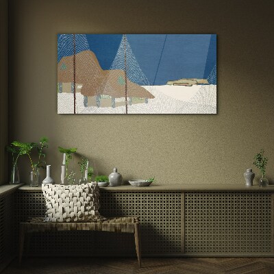 Glasbild Abstrakte Landschaft mit Mesh