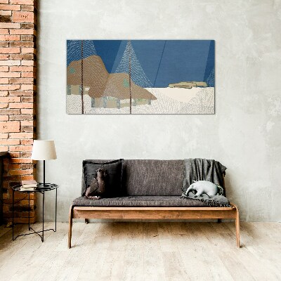 Glasbild Abstrakte Landschaft mit Mesh