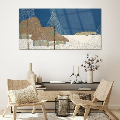 Glasbild Abstrakte Landschaft mit Mesh
