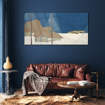 Glasbild Abstrakte Landschaft mit Mesh