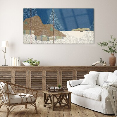 Glasbild Abstrakte Landschaft mit Mesh