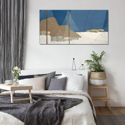 Glasbild Abstrakte Landschaft mit Mesh