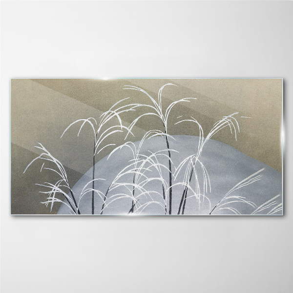 Glasbild Wintergräser vor der Bergkulisse