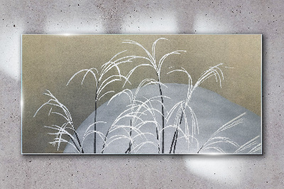 Glasbild Wintergräser vor der Bergkulisse