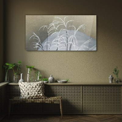 Glasbild Wintergräser vor der Bergkulisse