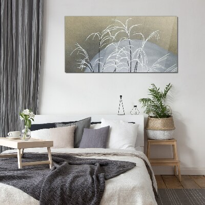 Glasbild Wintergräser vor der Bergkulisse