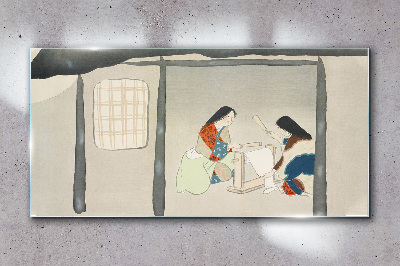 Glasbild Arbeiten in einem traditionellen japanischen Dorf