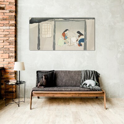Glasbild Arbeiten in einem traditionellen japanischen Dorf