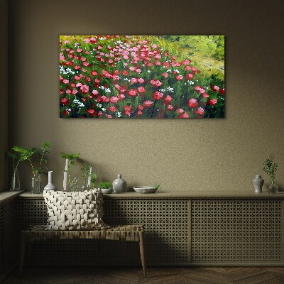 Foto auf glas Eine Wiese voller Mohnblumen