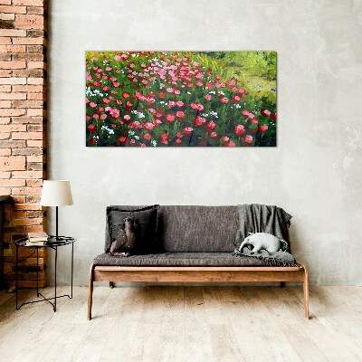 Foto auf glas Eine Wiese voller Mohnblumen
