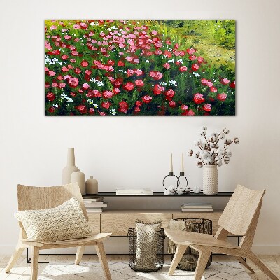 Foto auf glas Eine Wiese voller Mohnblumen