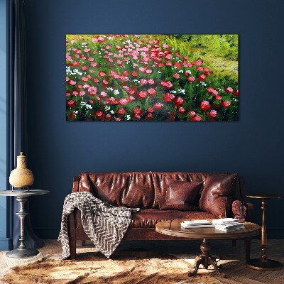 Foto auf glas Eine Wiese voller Mohnblumen