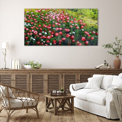 Foto auf glas Eine Wiese voller Mohnblumen