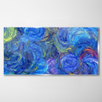 Glasbild Wirbelnde blaue Spiralen