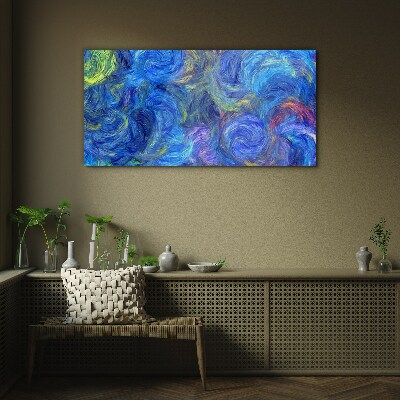 Glasbild Wirbelnde blaue Spiralen
