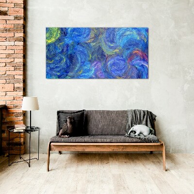 Glasbild Wirbelnde blaue Spiralen