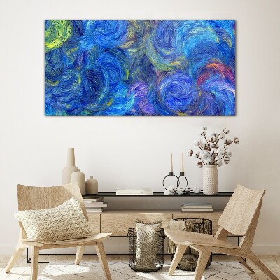 Glasbild Wirbelnde blaue Spiralen