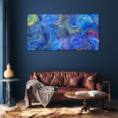Glasbild Wirbelnde blaue Spiralen