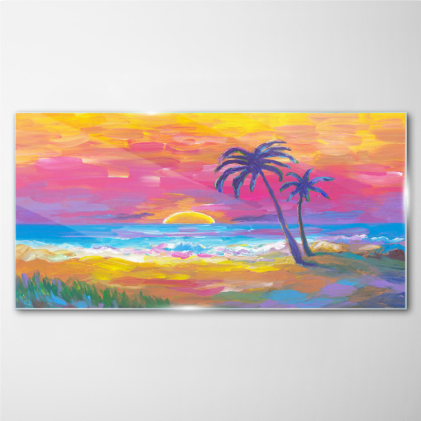 Glasbild Tropischer Sonnenuntergang über dem Meer