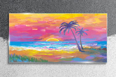 Glasbild Tropischer Sonnenuntergang über dem Meer