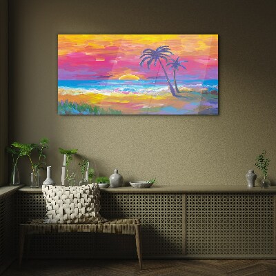 Glasbild Tropischer Sonnenuntergang über dem Meer