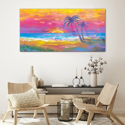 Glasbild Tropischer Sonnenuntergang über dem Meer
