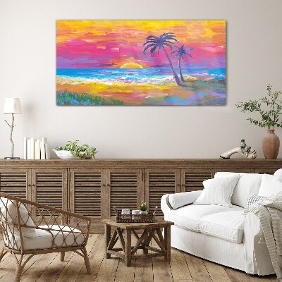 Glasbild Tropischer Sonnenuntergang über dem Meer