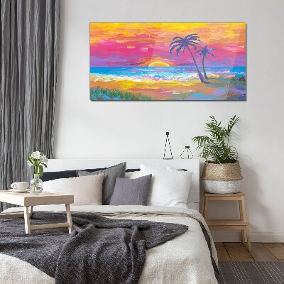 Glasbild Tropischer Sonnenuntergang über dem Meer