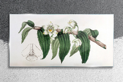 Glasbild Blumenarrangement mit Blättern
