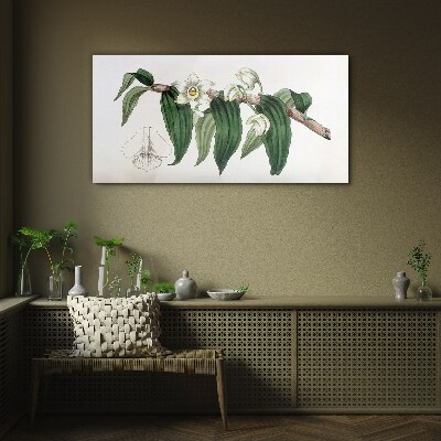 Glasbild Blumenarrangement mit Blättern