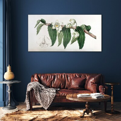 Glasbild Blumenarrangement mit Blättern