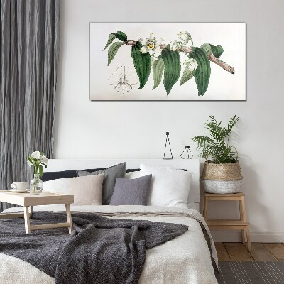 Glasbild Blumenarrangement mit Blättern
