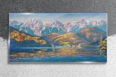 Glasbild Berglandschaft in sommerlichen Farben